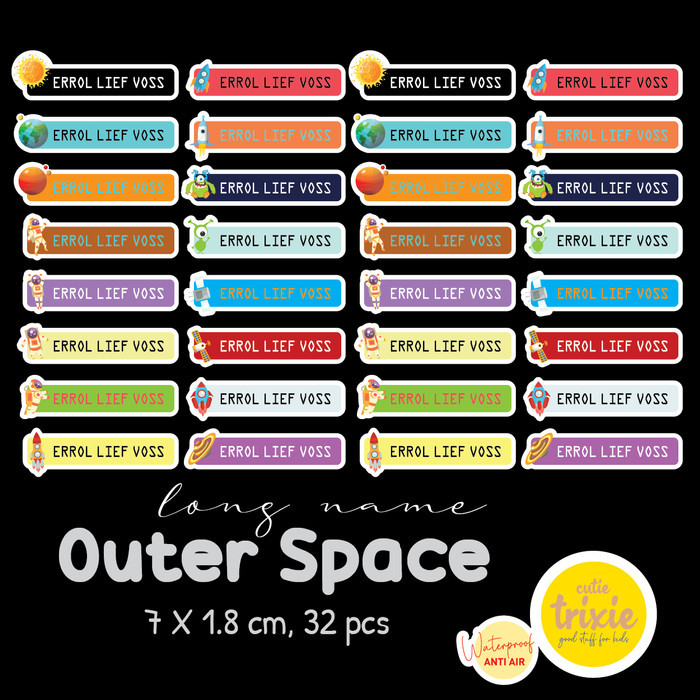 

STICKER LABEL NAMA ANAK WATERPROOF OUTERSPACE LONG NAME