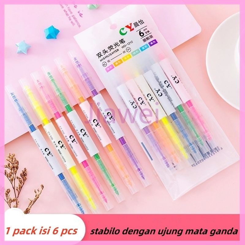 

Jiawei stabilo/stabilo warna warni/ stabilo 6warna /1set stabilo isi 6pcs dengan warna berbeda