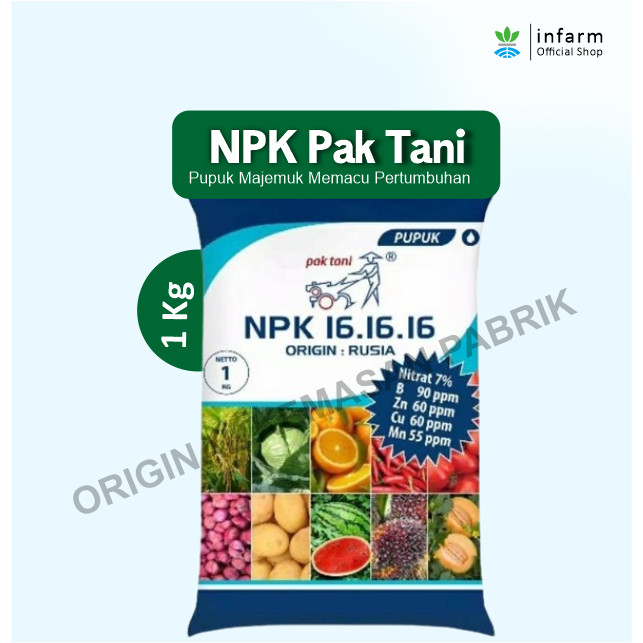 INFARM - Pupuk NPK Mutiara 16 16 16 1 KG Pupuk Mutiara NPK Pak Tani 16 16 16
