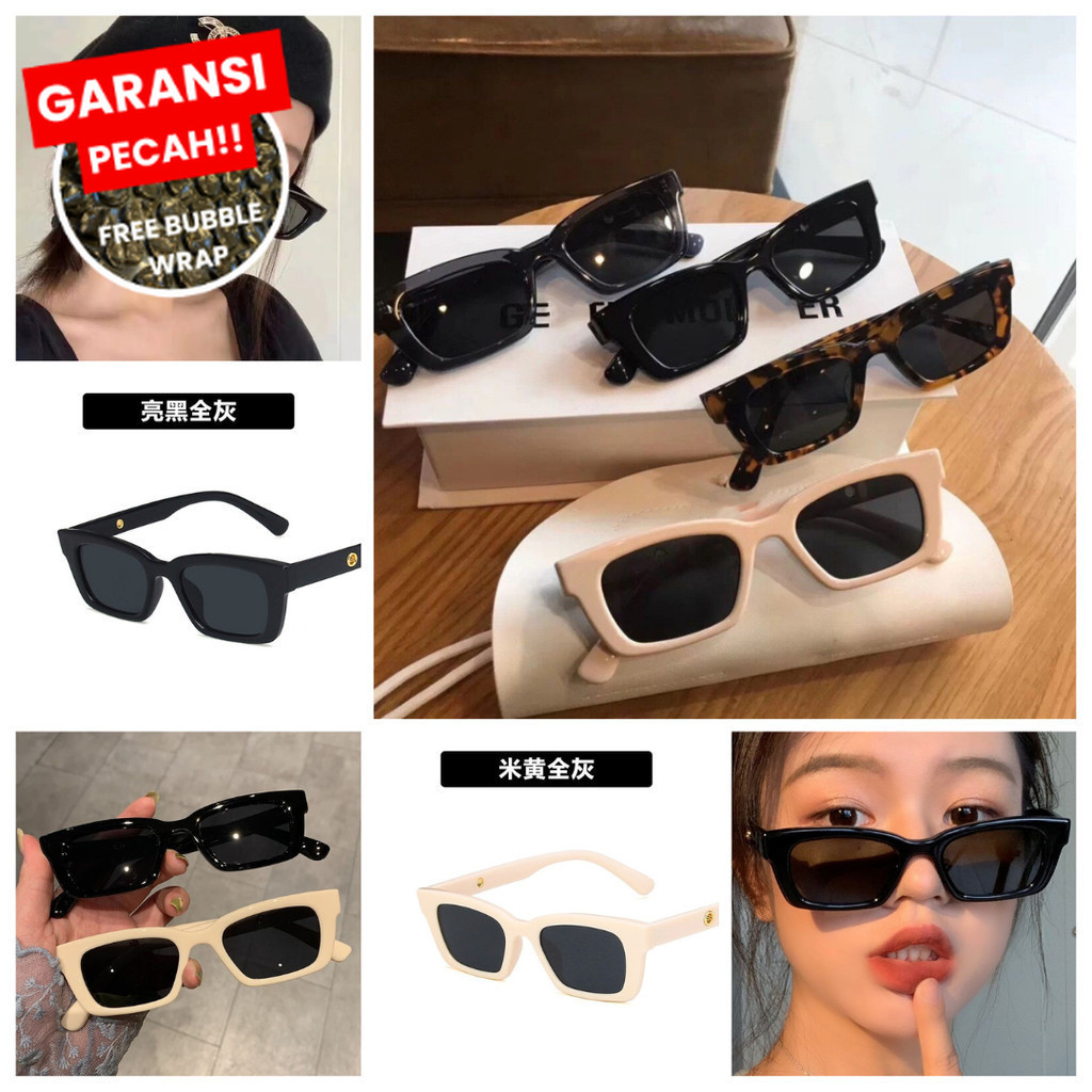 Kacamata Hitam Fashion Cowok Cewek Kece - Kacamata Vintage Bingkai Kecil Persegi - Kacamata Gaya Kek