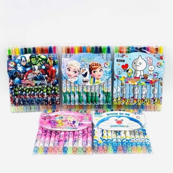 

( StaLand) CRAYON Krayon PUTAR FANCY PANJANG 12 WARNA Disney Avenger Frozen BTS 1