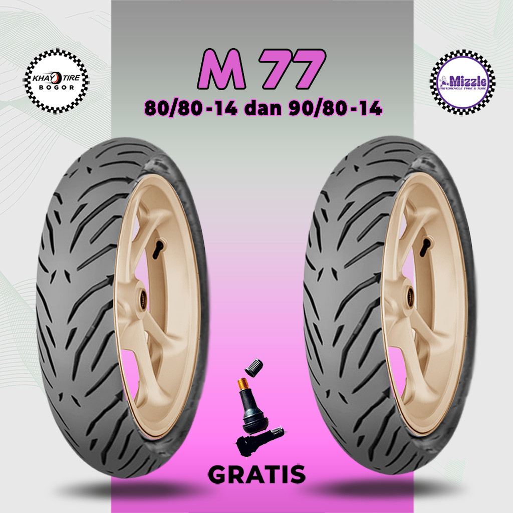 Paket Ban Motor Matic MIZZLE M77 80/80 - 90/80 Ring 14 Tubeless
