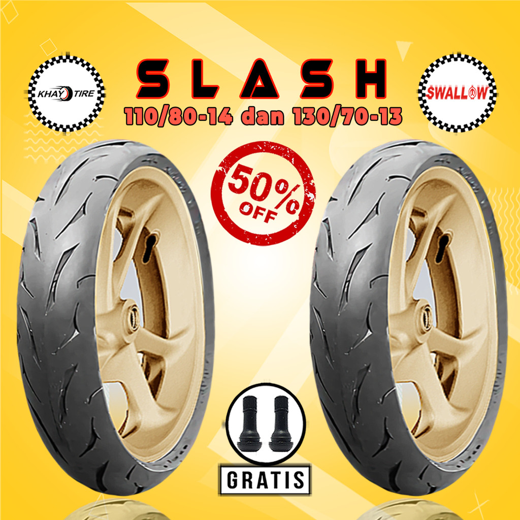 Paket Ban Motor HONDA ADV - PCX160 SWALLOW SLASH 110/80-14 + 130/70-13 Tubeless