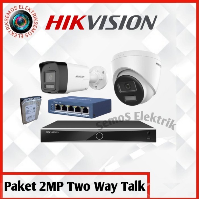 Paket Kamera Hik vision 2 Camera 2 Megapixel IP Camera PoE - Bisa Komunikasi 2 Arah