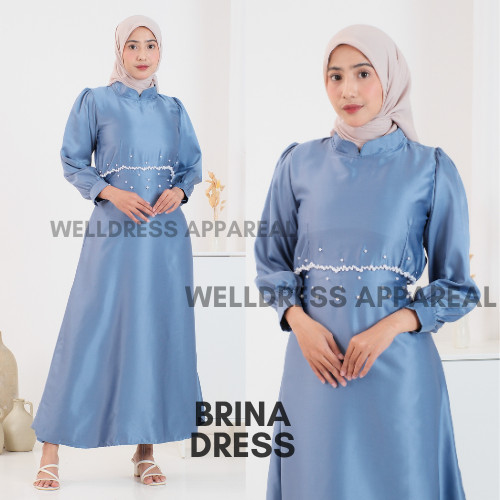Gamis Kondangan Brina Dress Satin Velvet Premium Baju Bridesmaid Gaun Pesta Lebaran Muslim Wanita