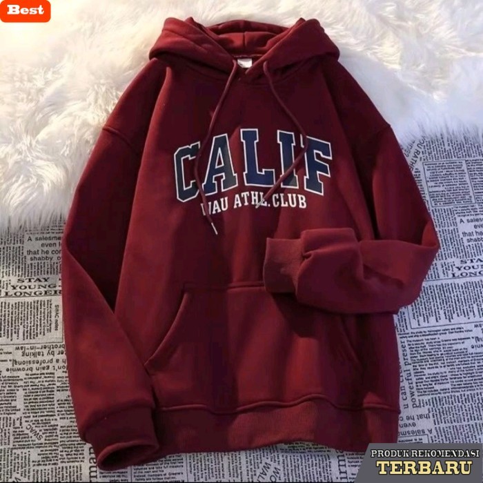 hoodie pria keren Jaket Hoodie Pria Wanita | Big Size (S-7XL) | Sablon CALIF CLUB Jumper - Maroon, S