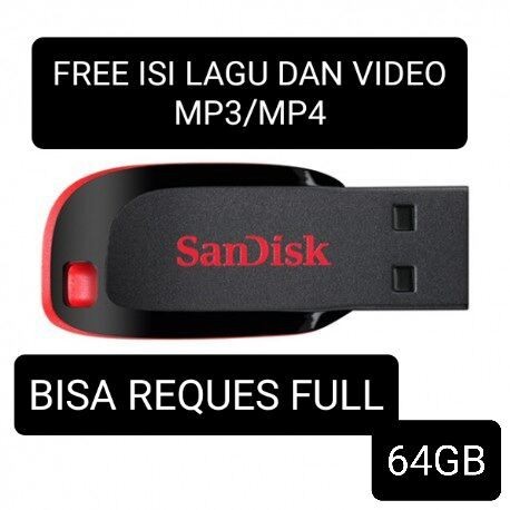 isi lagu flashdisk sandisk 64gb flasdisk sandisk usb blade otg bebas reques lagu video mp3/mp4
