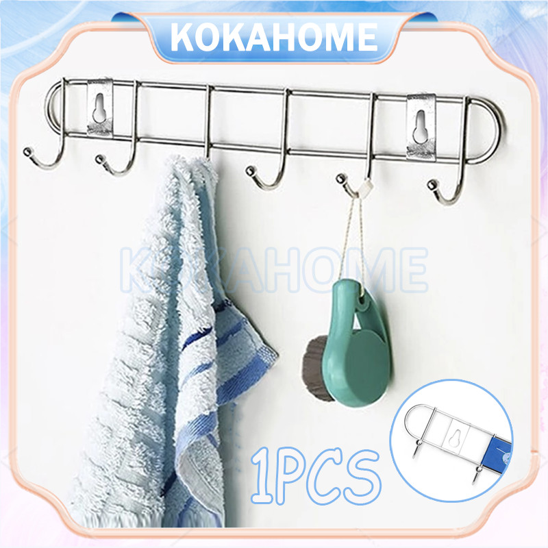 gantungan baju stainless 6 & 8 & 10 kait/gantungan kait pintu serbaguna/gantungan baju dinding stain