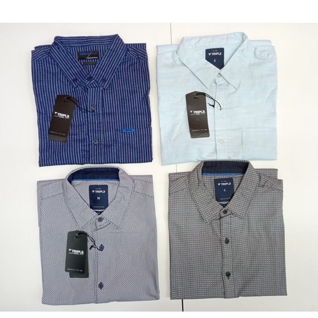 Kemeja Lengan Pendek Pria Slimfit Tripl3