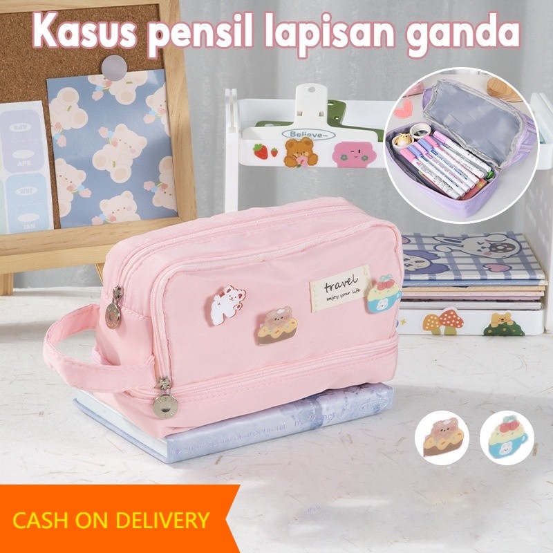 

CASH ON DELIVERY Besar Jumbo Pencil Cases Large Capacity Pencil Bag Pouch Holder Box for Girls Office Student Stationery Organizer School