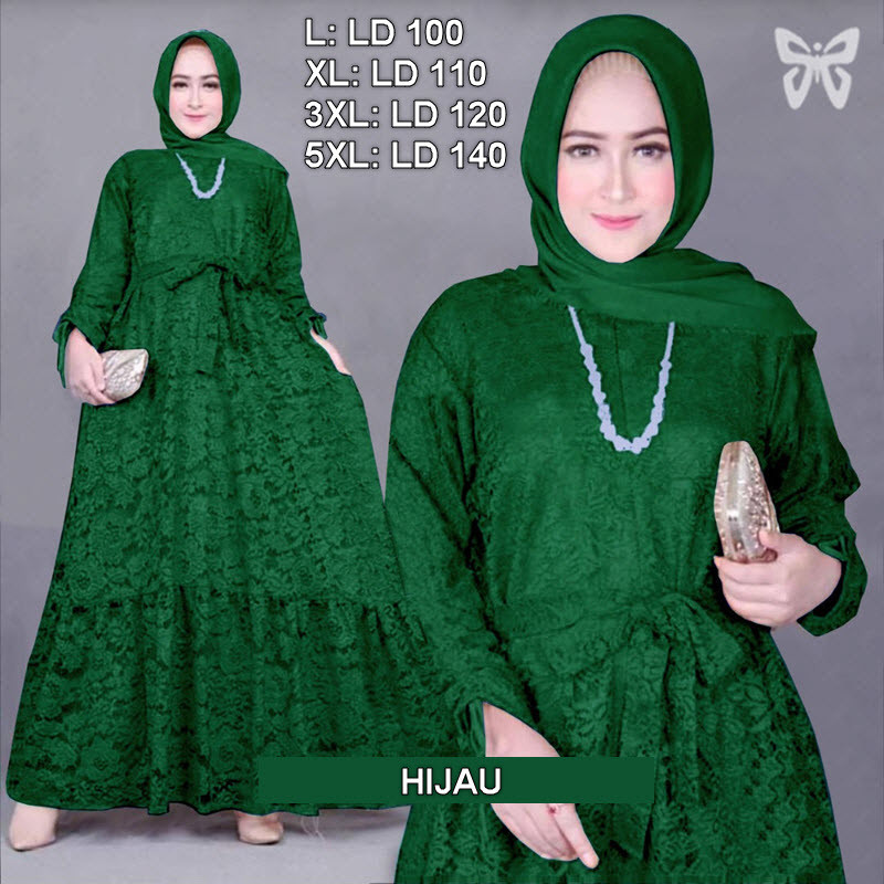L XL JUMBO 3XL 5XL Lemarimar Dress Brokat Busui Baju Muslim Wanita Gamis Brukat Gaun Pesta Terbaru