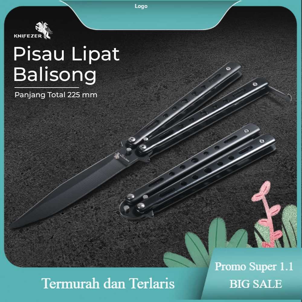 Promo super 1.1 NEW YEAR || KNIFEZER Pisau Lipat CS Go Balisong Folding Knife Stainless Steel - C3 ~