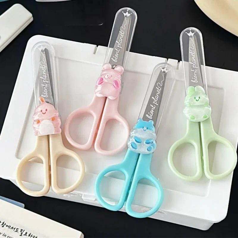

1 Pc Cute Mini Scissors Stationery for Student Lovely Cartoon Animal Bear Rabbit Paper Sissors Office/student Supplies Scissors