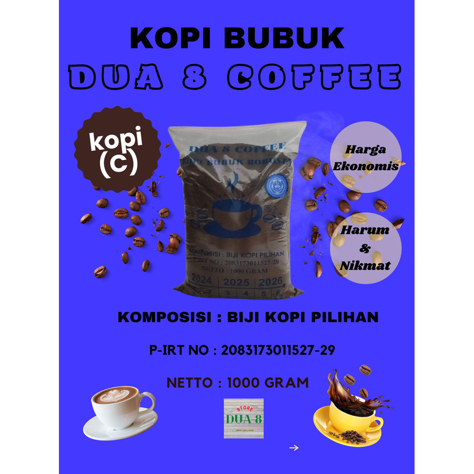 

[[Best Seller]] (PRODUK C) KOPI BUBUK ROBUSTA 1 KG - EKONOMIS, HARUM NIKMAT