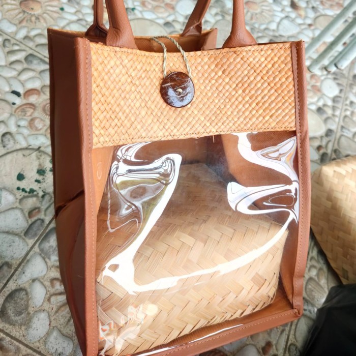 

Tas Hampers Samak Mika | Tas Parcel Anyaman | Hampers Lebaran - coklat24*24*30