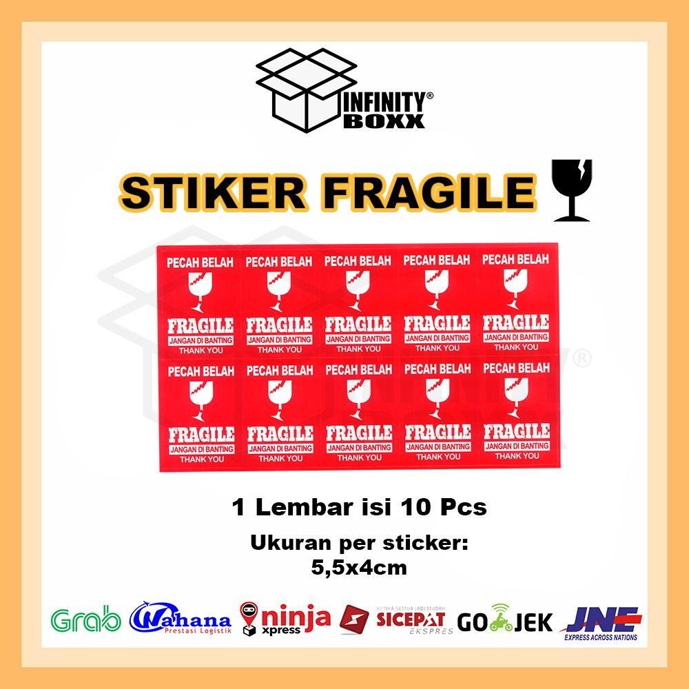 

Sticker stiker fragile uk 5.5x4 , 10 pcs / lembar