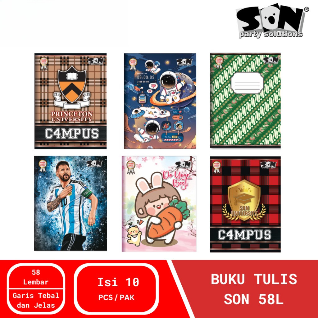 

(1 PACK) Buku Tulis SON 58 isi 10 BUKU ukuran Kwarto - SON Buku Tulis 58 Lembar