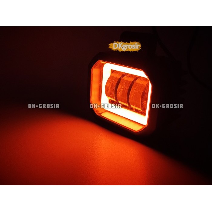 6D Kotak 2in1 Lampu tembak sorot Putih kuning LED CWL 3mata 30watt - Merah