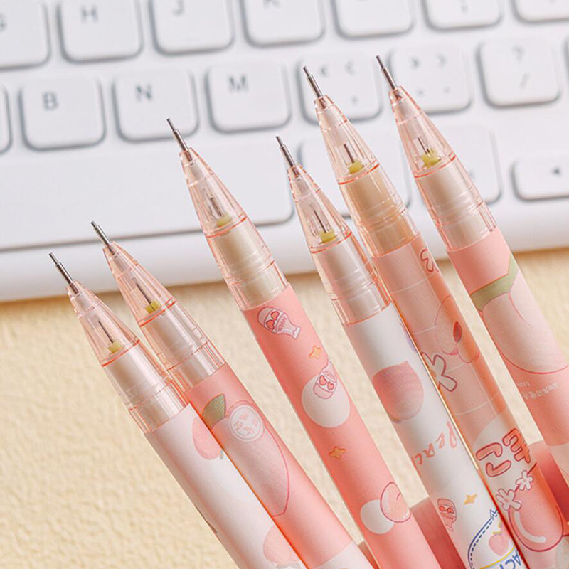 

4pcs/set Peach Mechanical Pencils Kawaii 0.5mm Automatic Pencils for Students Korean Stationery Office Cute School Supplies
