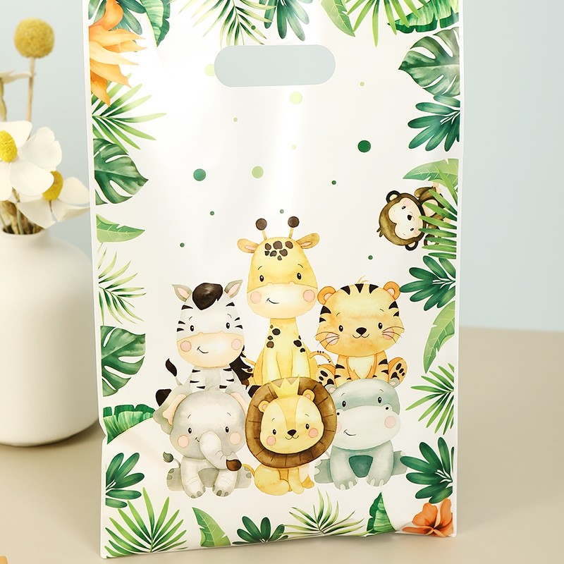 

10pcs Jungle Animal Pattern Gift Bag, Candy Tote Bags, Birthday Party Packaging Bags,Baby Shower Decoration Favors Supplies