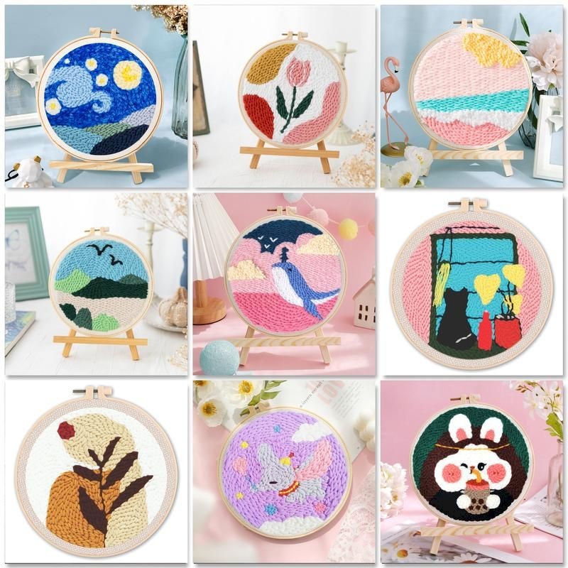 

GATYZTORY Diy Punch Needle Kit Starry Sky Crafts For Beginner Needle Embroidery Starter Kits For Diy Gift Cross Stitch Home Deco