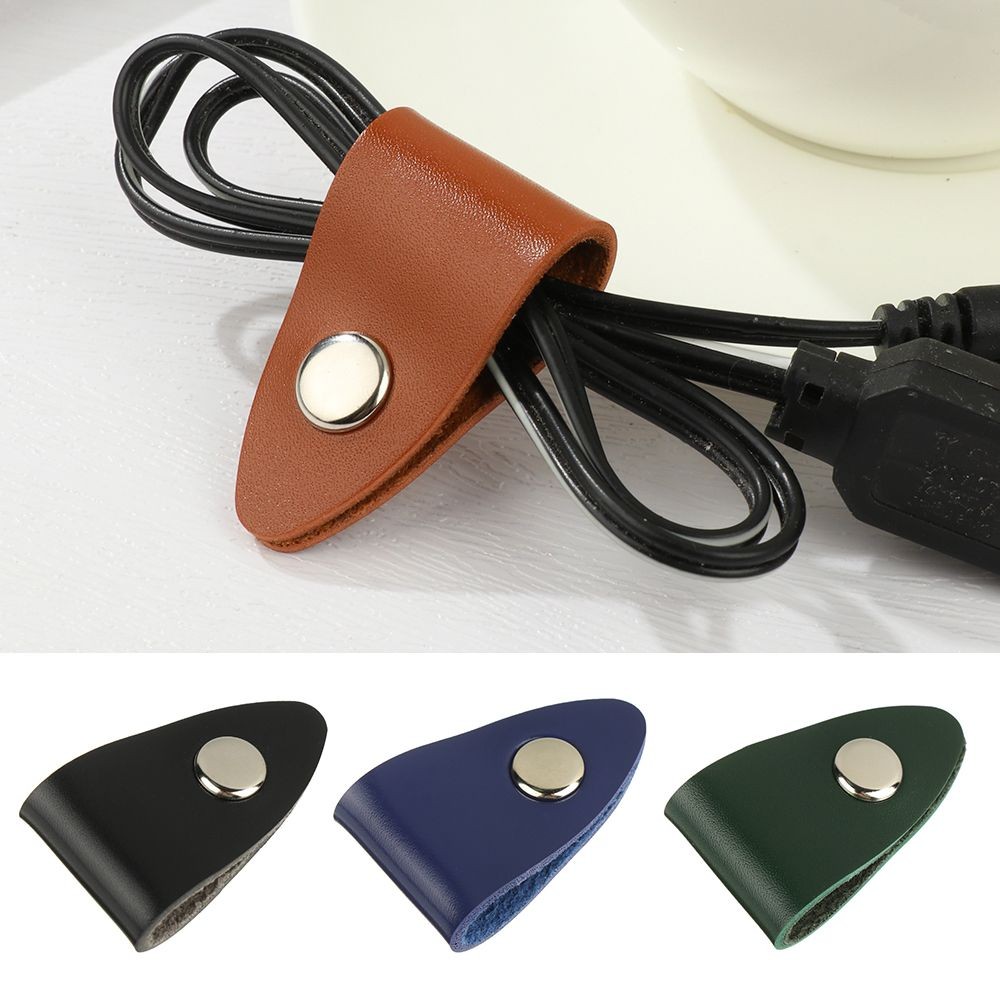 Leather Cable Strap Cable Tie Wrap Cord Management Holder Earphone Protector USB Cable Clip Wrap Win