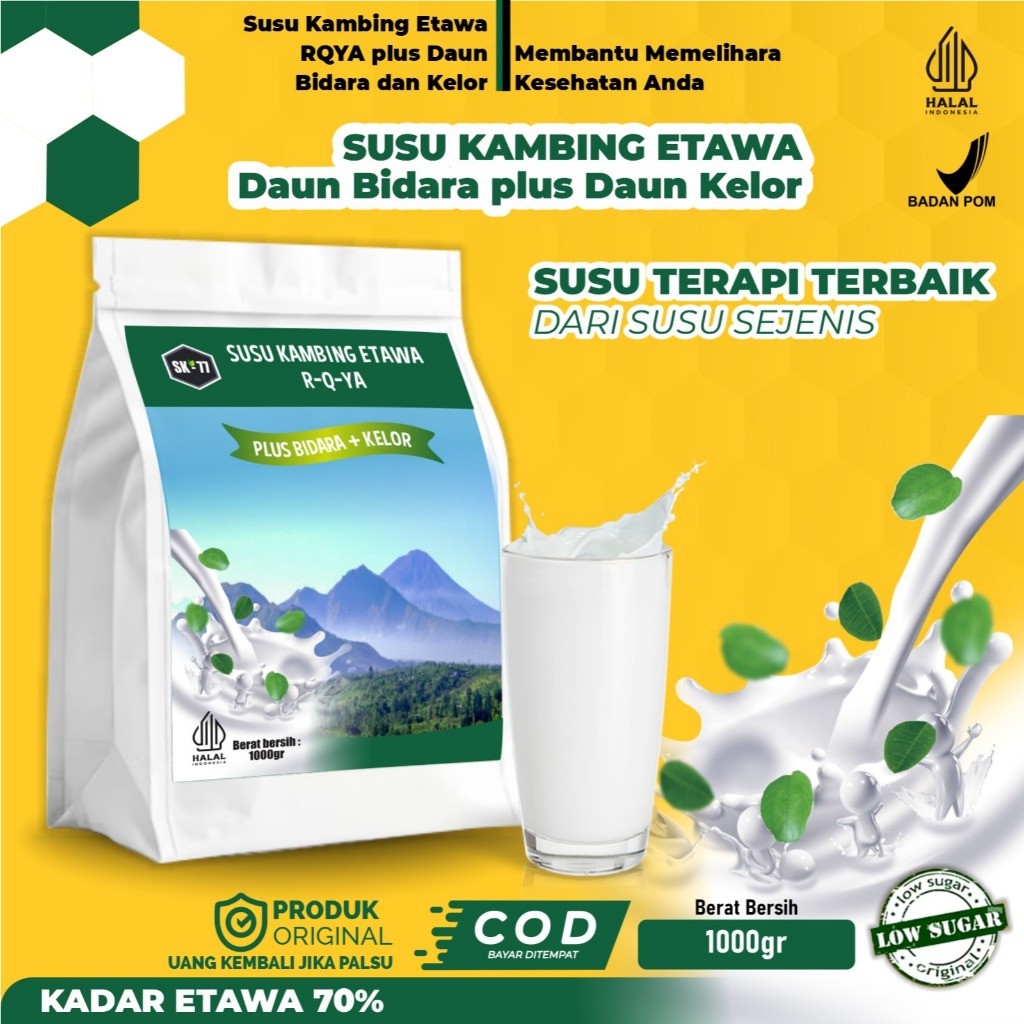

Susu Kambing Etawa R-Q-YA Susu Bubuk Plus Bidara dan Kelor 1kg Rasa Original