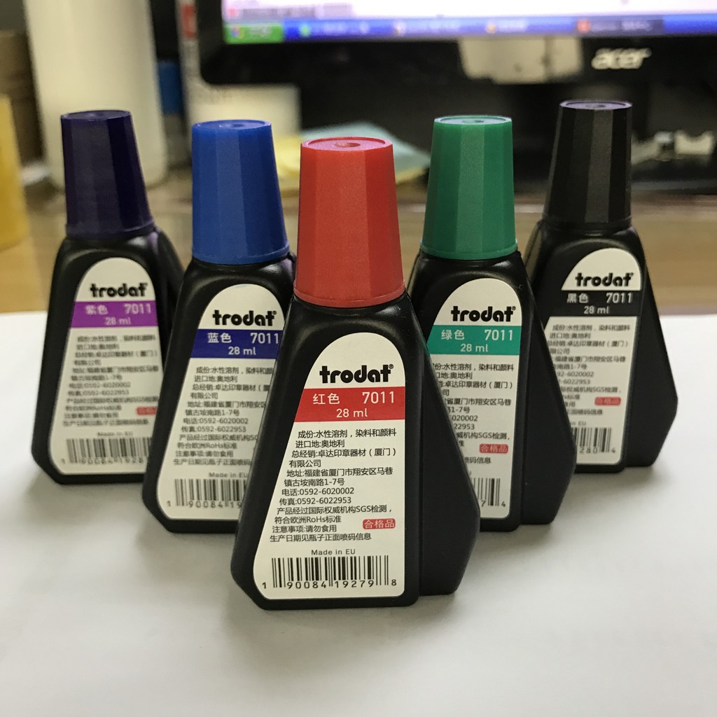 

1 Pc Trodat 7011 Back Ink Ink Stamp Pad Ink 28 Ml (Colours) Hygroscopic For All Ink Pads That Can Be Refilled Tools