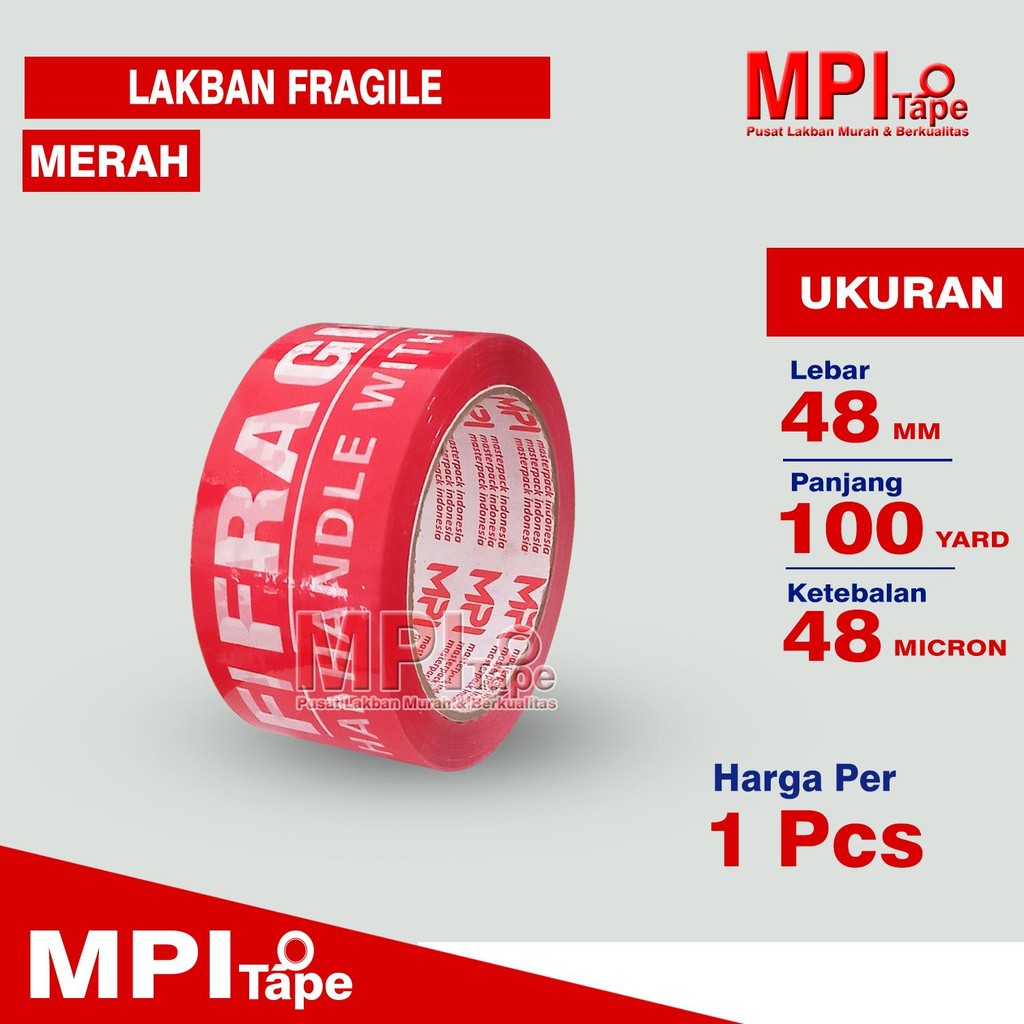 

Lakban Fragile Merah 48 mm x 100 Yard - Lakban Jangan Di Banting - MPI