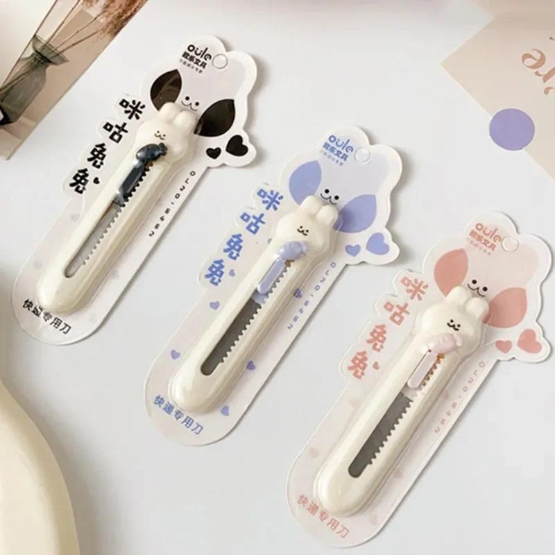 

Mini Portable Utility Knife Kawaii Cartoon Animal Rabbit Cat Piggy Box Cutter for Student Cute Scrapbook Stationery Paper Cutter