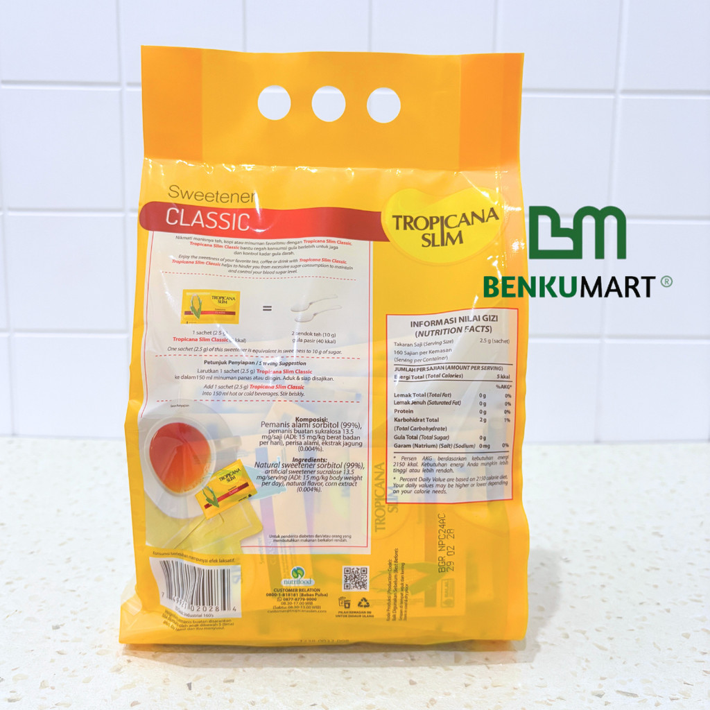 

RB [KARTON] Tropicana Slim CLASSIC Sweetener isi 8 (160 sch x 2,5 gr)