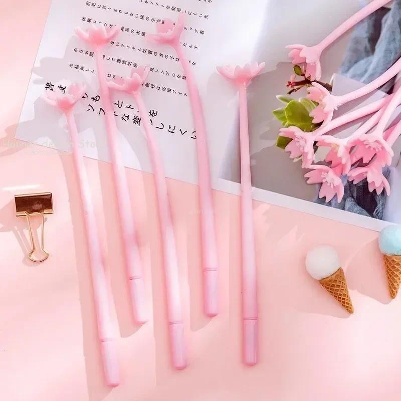 

Silicone Pink Creative Cute Kawaii sakura Flower Stationery Office School Supplies Gel Pen Sweet Pretty Lovely