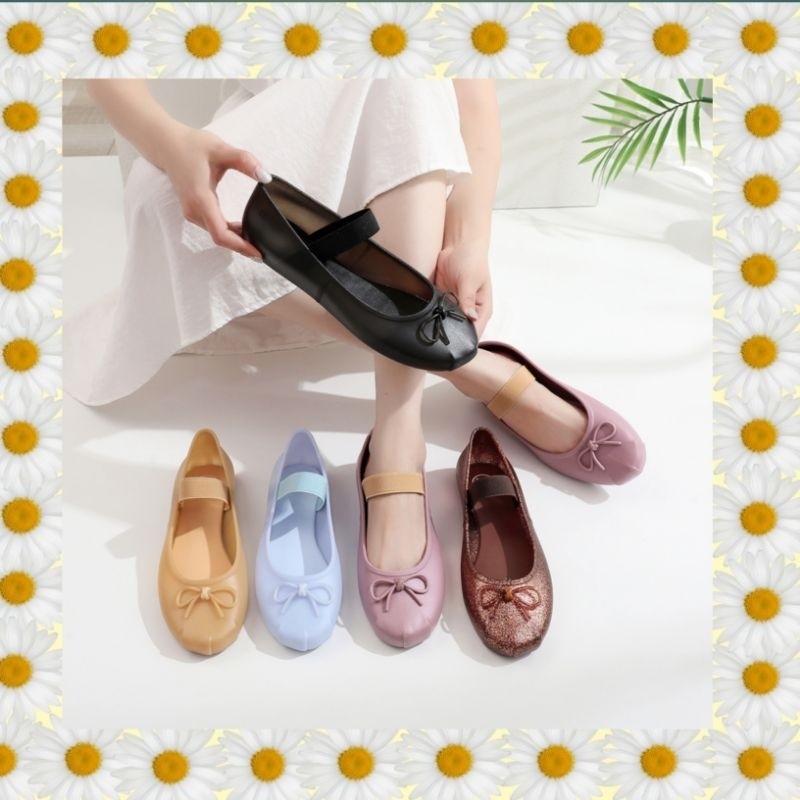 TOMOYSHOP Meisha karet pita/sandal sepatu flatshoes wanita bahan jelly karet lentur/sepatu kantoran/