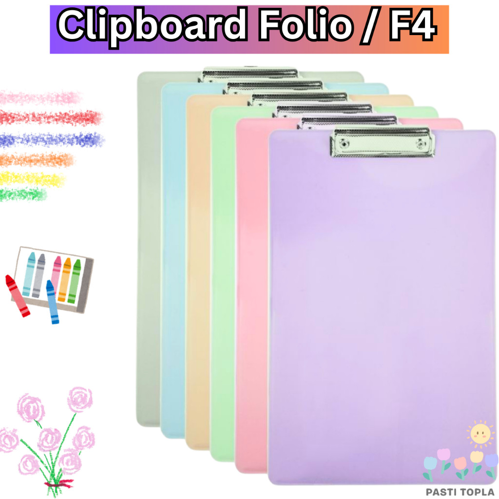 

[Pasti Topla] Clipboard / Papan Ujian / Papan Jalan / Folio/F4 Warna Pastel