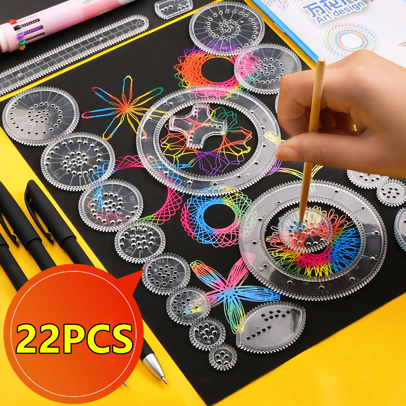 

22/4/1PC Spirograph Ruler Drawing Scratch Painting Toys Interlocking Gears Wheels Painting Drawing Accessories Educational Toy