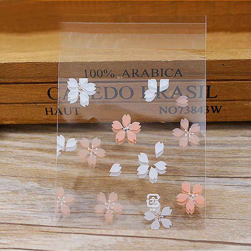 

100Pcs Lovely Cartoon Flower Cookies Biscuits Bags Self-adhesive Party Wedding Bag Cake Candy Gift Bags Baking Package 7*7cm