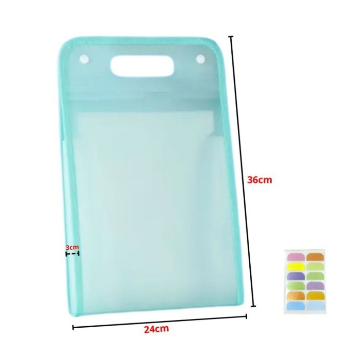 

Organizer Moerah~ GTT Tas File Warna Transparan Anti Air 13 Sekat Multi Layer Folder Map Stationery - Hijau