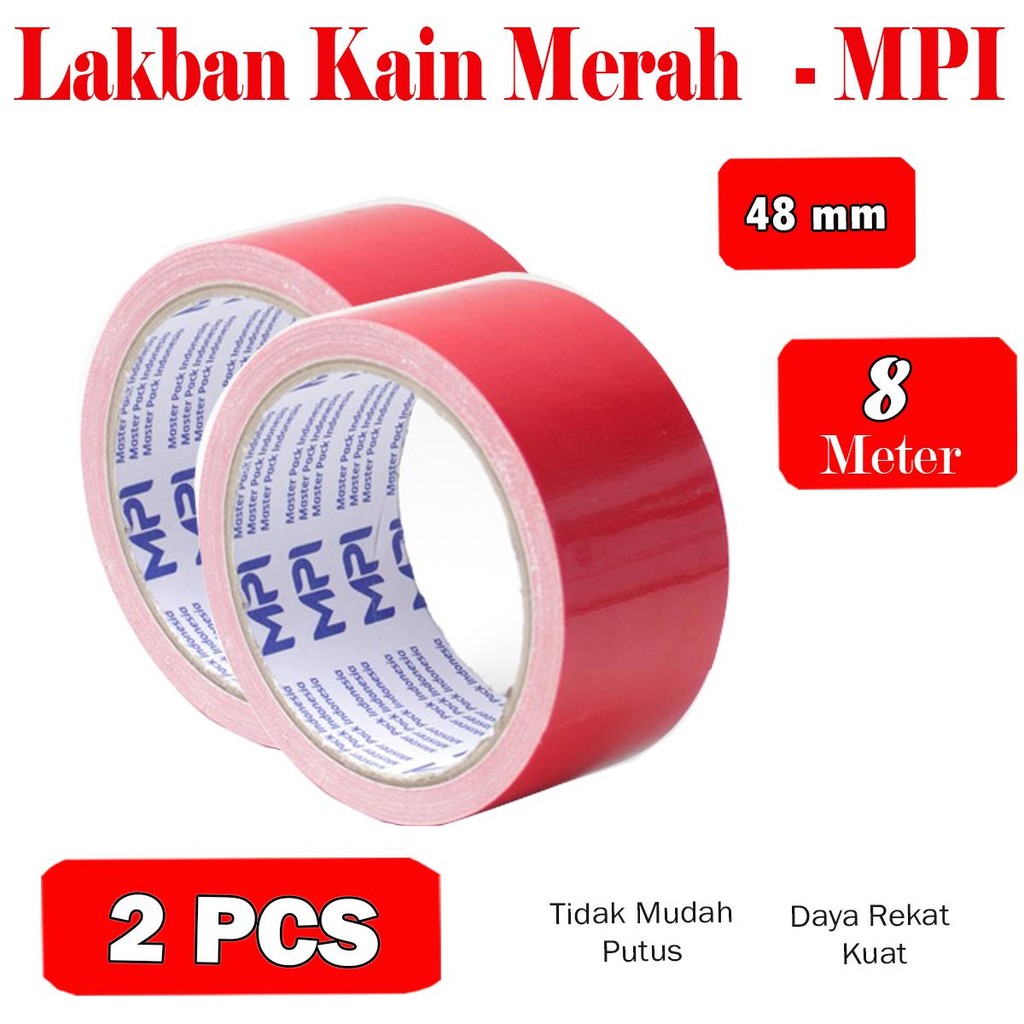 

[ 2 PCS ] Lakban Kain Merah Uk 45 mm x 8 Meter / Cloth Tape - MPI