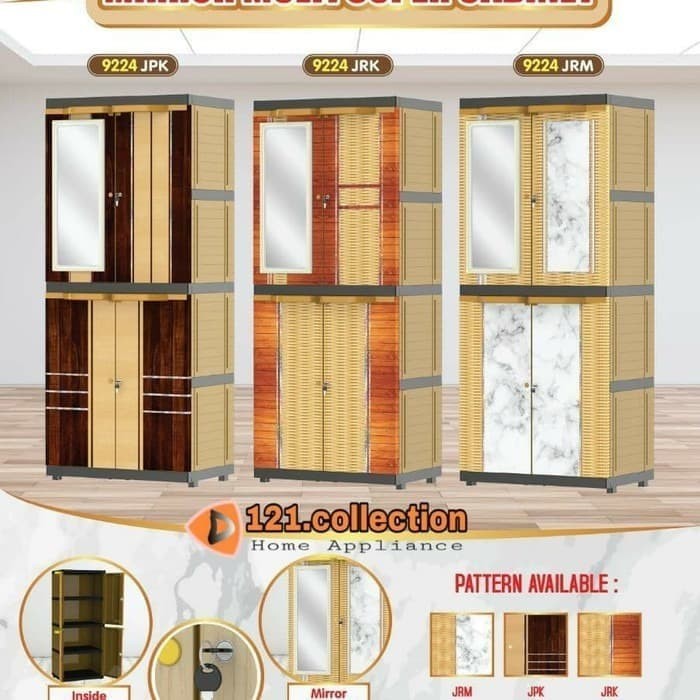 LEMARI PAKAIAN PLASTIK LEMARI KACA 2 PINTU NAIBA 9224 LEMARI PLASTIK