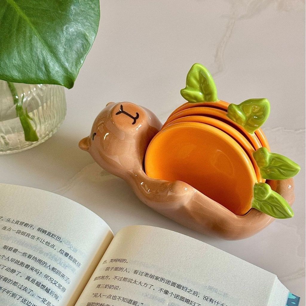 NUBUSHOP Capybara Set Small Plates Ceramic / Piring Keramik Kecil Dessert Piring Saus Lucu Kapibara