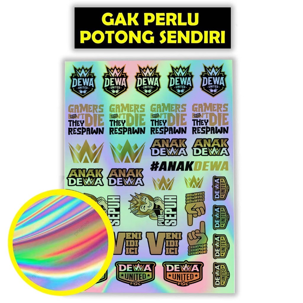 

Stiker Hologram Dewa United, Anak Dewa, Veni Vidi Vici, Sticker Klub Bola Dewa United, Stiker Pack
