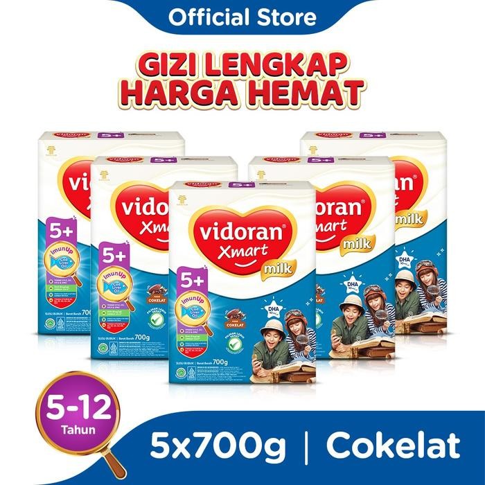

TP vidoran Xmart 5+ Coklat 700gr Susu Anak 5 Tahun ke atas - 5 box (Bubuk) - Exp : 03.2026