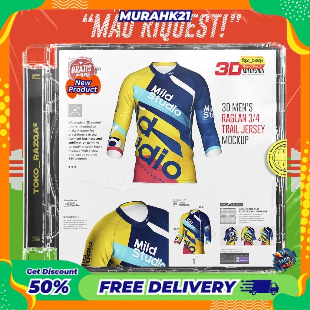 3D Mens Raglan Trail Jersey Mockup ◖Mockup◗ NEW MOCKUP