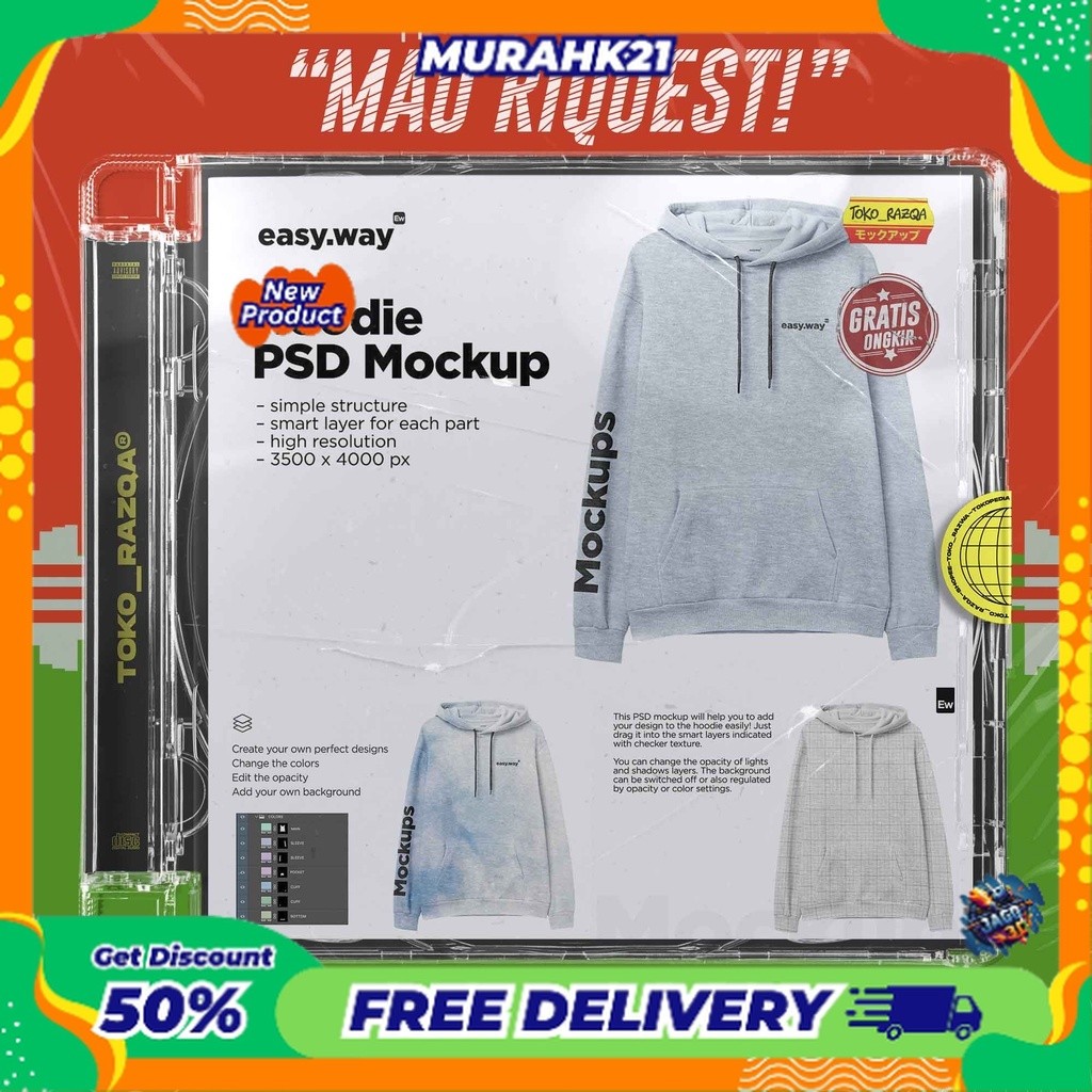 Heather Hoodie Front View PSD Mockup ◖MOCKUP◗ NEW MOCKUP