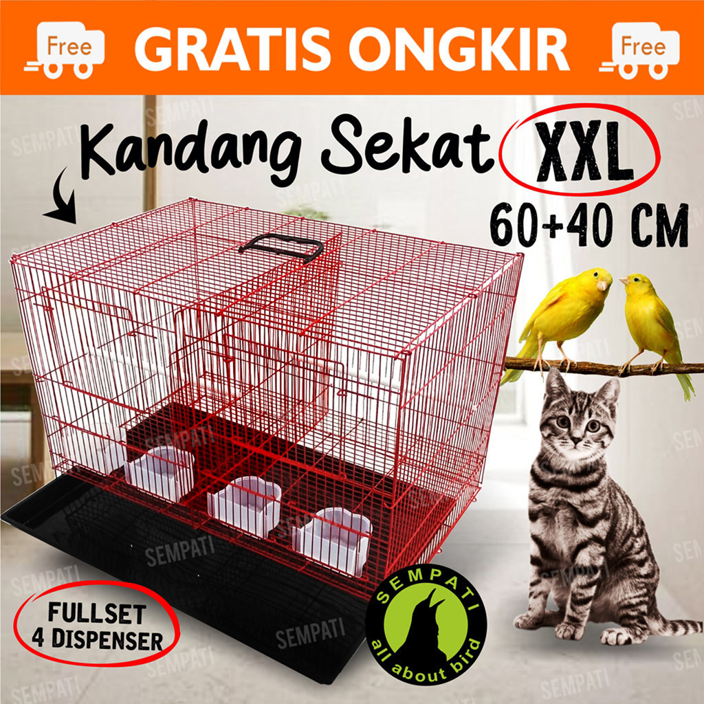RINBAOW SEMPATI Sangkar Kandang Umbaran Sekat 60x40x40 Sangkar Ternak Burung Lovebird Kandang Hewan 