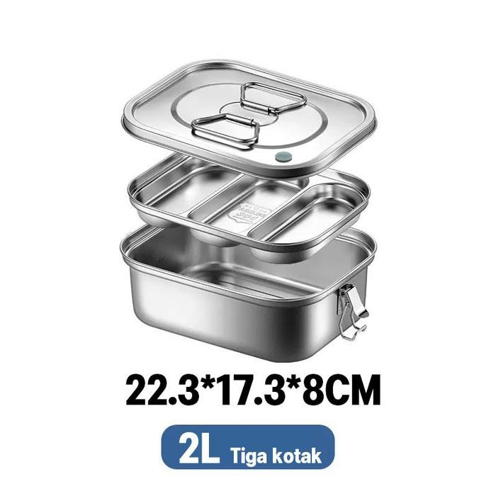 [COD] 1.5/2L Kotak Makan Bento Ala Korea Menjaga Makanan Tetap Hangat Kotak Bekal/Lunch Box Stainles