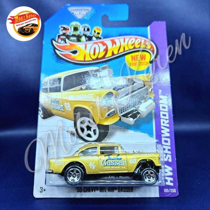 Pee99 Diecast Hot Wheels US Card AKTA HW Showroom 55 Chevy Bel Air Gasser Gold