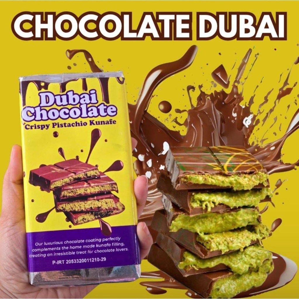 

GRATIS ONGKIR [ BESAR ] COKLAT DUBAI VIRAL pistachio kunafe Chocolate original ukuran 16x8 besar