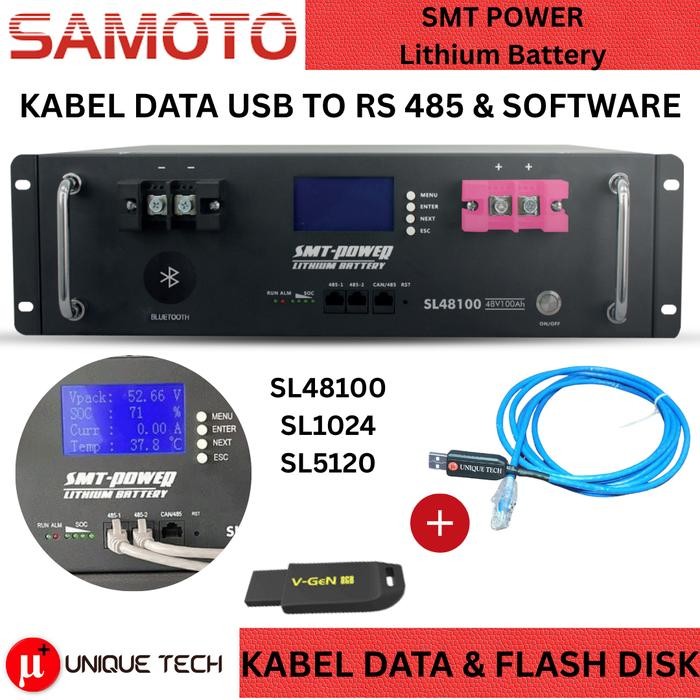 KABEL DATA SOFTWARE MONITORING BATTERY SAMOTO SMT POWER SL48100 SL1024 SL5120 USB RS485 SL 48100 102