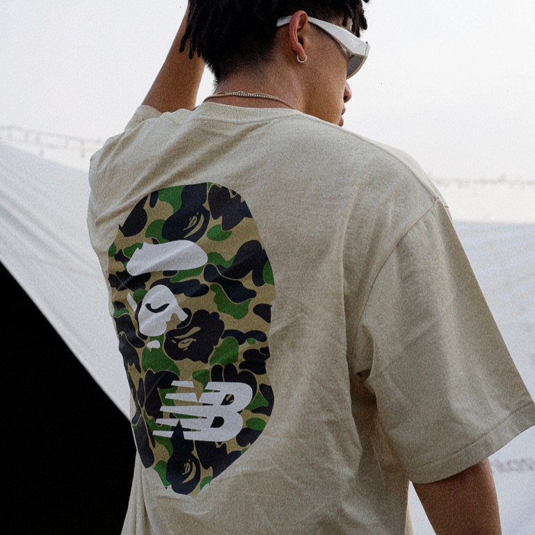 Kaos t-shirt Original A Bathing Ape (BAPE) Men T shirt Camouflage Ape Head Loose Short Sleeve Letter